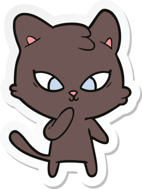 Bir insan tarafından çizilmiş şirin bir çizgi film kedisinin çıkartması.