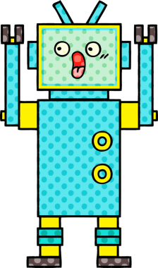 bir insan tarafından çizilmiş bir robotun çizgi roman tarzı