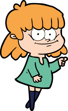 Bir insan tarafından çizilmiş gülümseyen bir kadın.