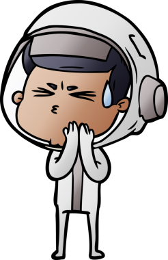 Çizgi film bir insan tarafından çizilmiş astronot.