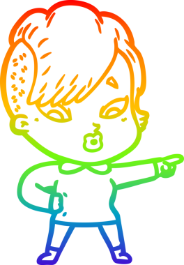 Gökkuşağı gradyan çizgi çizimi Bir insan tarafından çizilen sürpriz kız