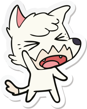 Bir insan tarafından çizilmiş kızgın bir tilkinin çıkartması.