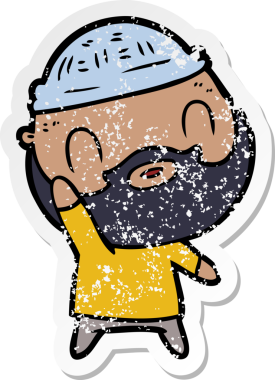 Bir insan tarafından çizilmiş sakallı bir adamın sıkıntılı çıkartması.