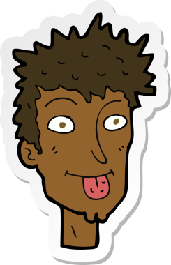 Bir insan tarafından çizilmiş bir çizgi film karakterinin çıkartması.