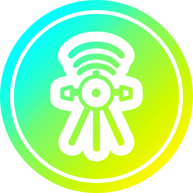 İletişim uydusu dairesel simgesi ve bir insan tarafından çizilen gradyan bitiş şekli