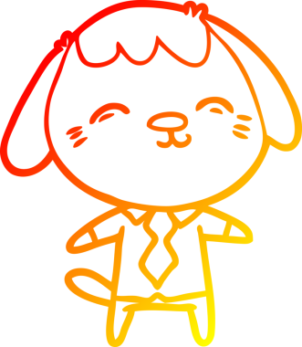 Bir insan tarafından çizilmiş mutlu bir ofis çalışanı köpeğinin çizimi.