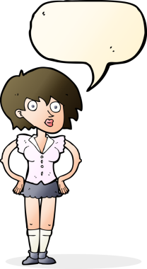 Bir insan tarafından çizilmiş konuşma balonlu ellerle kadını şaşırtan çizgi film.