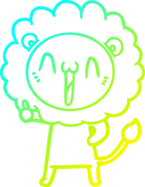 Bir insan tarafından çizilmiş mutlu çizgi film aslanı çizimi.