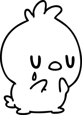 Bir insan tarafından çizilmiş şirin küçük bir kuşun çizgi karalaması.