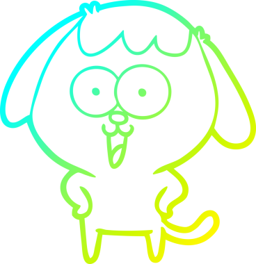 Bir insan tarafından çizilmiş şirin bir çizgi köpeğin soğuk gradyan çizgisi.