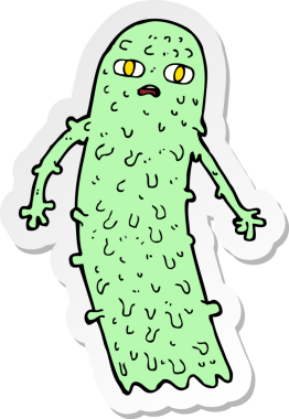 Bir insan tarafından çizilmiş ürkütücü bir hayaletin çıkartması.