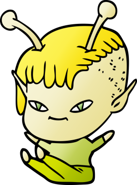 Bir insan tarafından çizilmiş sevimli uzaylı kız çizgi filmi.