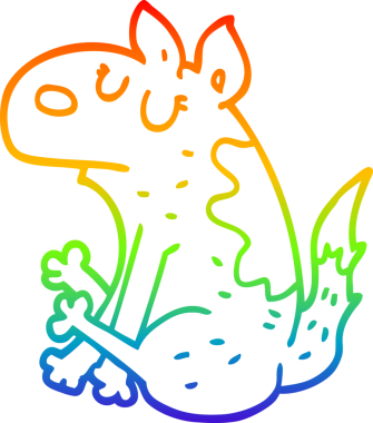 Gökkuşağı gradyan çizimi bir insan tarafından çizilmiş çizgi köpek çizimi