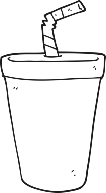 Bir insan tarafından çizilmiş siyah beyaz karikatür soda.