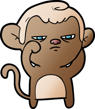 Bir insan tarafından çizilmiş sinir bozucu bir maymun.