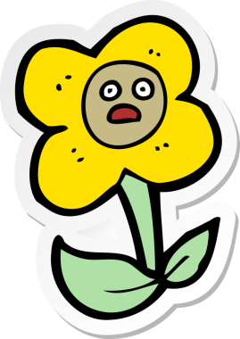 Bir insan tarafından çizilmiş karikatür çiçeğinin çıkartması.