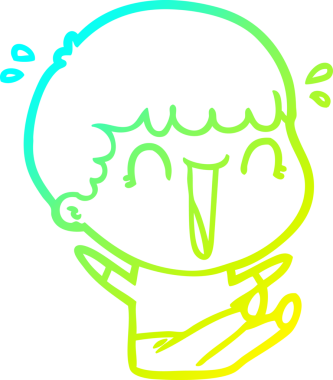 Bir insan tarafından çizilmiş gülen bir çizgi film karakterinin soğuk gradyan çizgisi.