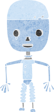 Bir insan tarafından çizilmiş çizgi film robotu