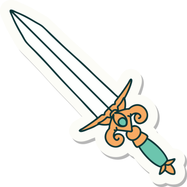 Bir insan tarafından çizilmiş geleneksel bir hançer stili dövme çıkartması.