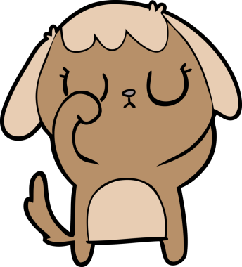 Bir insan tarafından çizilmiş şirin bir çizgi film köpeği.