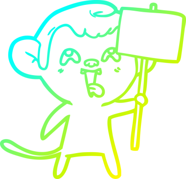 Bir insan tarafından çizilmiş tabelalı çılgın bir maymun çizimi.