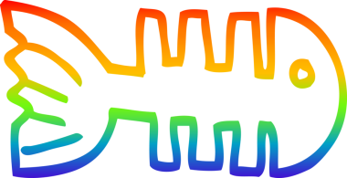 gökkuşağı gradyan çizgi çizimi bir insan tarafından çizilmiş balık kemikleri