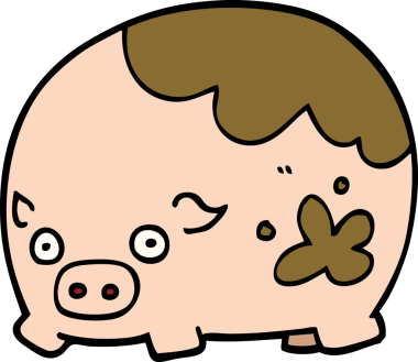 Bir insan tarafından çizilmiş pis domuz.