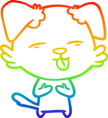 gökkuşağı gradyan çizgi çizimi bir insan tarafından çizilmiş dili dışarı çıkaran bir köpek