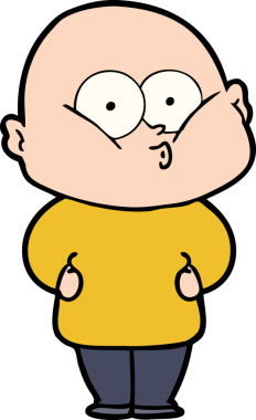 Bir insan tarafından çizilmiş kel bir adam.