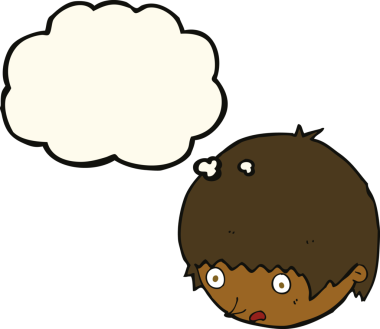 Bir insan tarafından çizilen düşünce baloncuğuyla şok olmuş bir yüz.