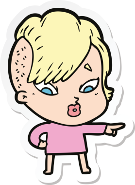 Bir insan tarafından çizilmiş bir karikatür çıkartması.