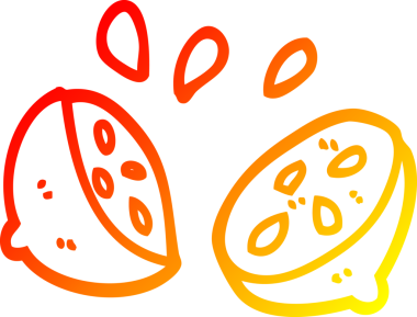 Bir insan tarafından çizilmiş limon karikatürünün sıcak gradyan çizimi