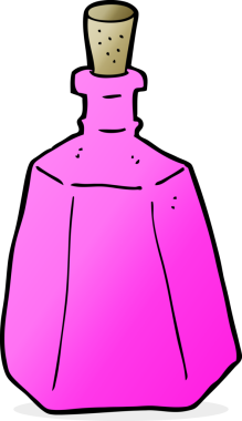 Bir insan tarafından çizilmiş bir iksir şişesi.