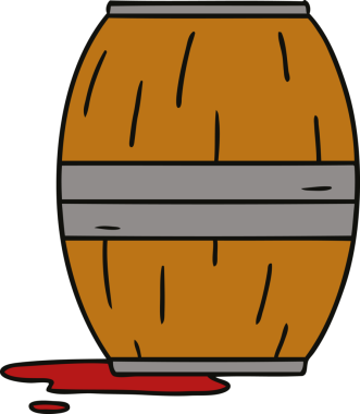 Bir insan tarafından çizilmiş bir şarap fıçısının karalaması.