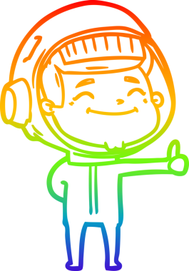 gökkuşağı gradyan çizimi mutlu bir çizgi astronot çizimi bir insan tarafından çizildi