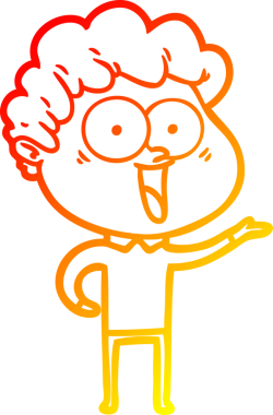 Bir insan tarafından çizilmiş heyecanlı bir adamın sıcak çizgi çizimi