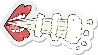 Bir insan tarafından çizilmiş karikatür nefesi çıkartması.