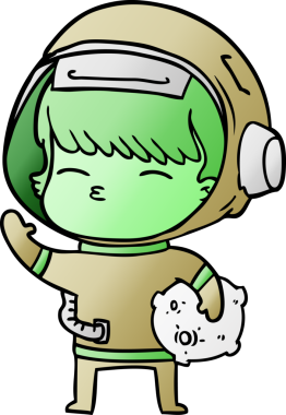 Karikatür meraklısı astronot bir insan tarafından çizilmiş uzay taşı taşıyor.