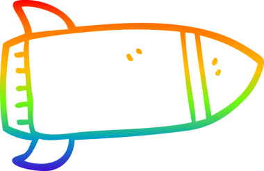 gökkuşağı gradyan çizgi çizimi bir insan tarafından çizilmiş kırmızı roket