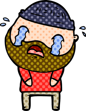 Çizgi film sakallı adam bir insan tarafından çizilmiş ağlıyor.