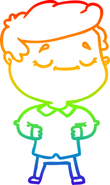 Gökkuşağı gradyan çizgi çizimi. Bir insan tarafından çizilmiş gururlu bir adam.