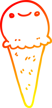 Bir insan tarafından çizilmiş çizgi film dondurmasının sıcak çizgi çizimi