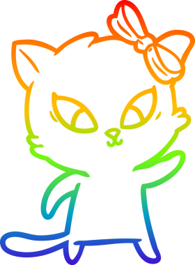 gökkuşağı gradyanı çizimi bir insan tarafından çizilmiş çizgi film kedisi