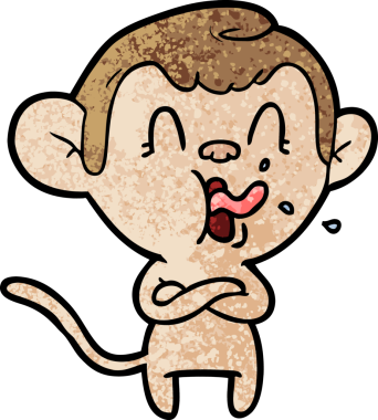 Bir insan tarafından çizilmiş çılgın çizgi film maymunu