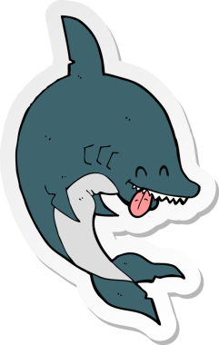 Bir insan tarafından çizilmiş komik bir köpekbalığı etiketi.