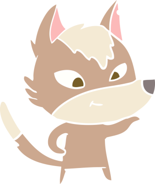 Bir insan tarafından çizilmiş düz renkli çizgi film kurdu.