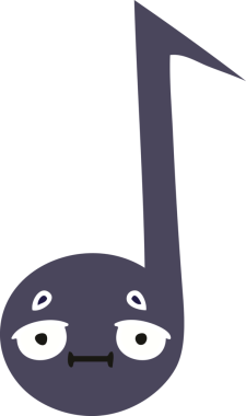 Bir insan tarafından çizilmiş bir notanın düz renkli retro karikatürü