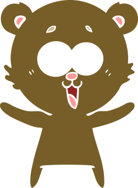 Bir insan tarafından çizilmiş gülen ayıcık düz renkli çizgi film.