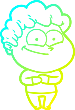 Bir insan tarafından çizilmiş mutlu bir adamın soğuk çizgi çizimi.