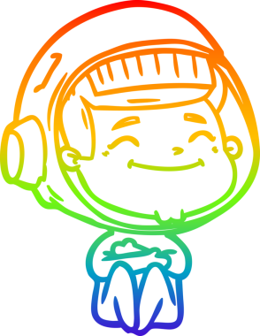 gökkuşağı gradyan çizimi mutlu bir çizgi astronot çizimi bir insan tarafından çizildi